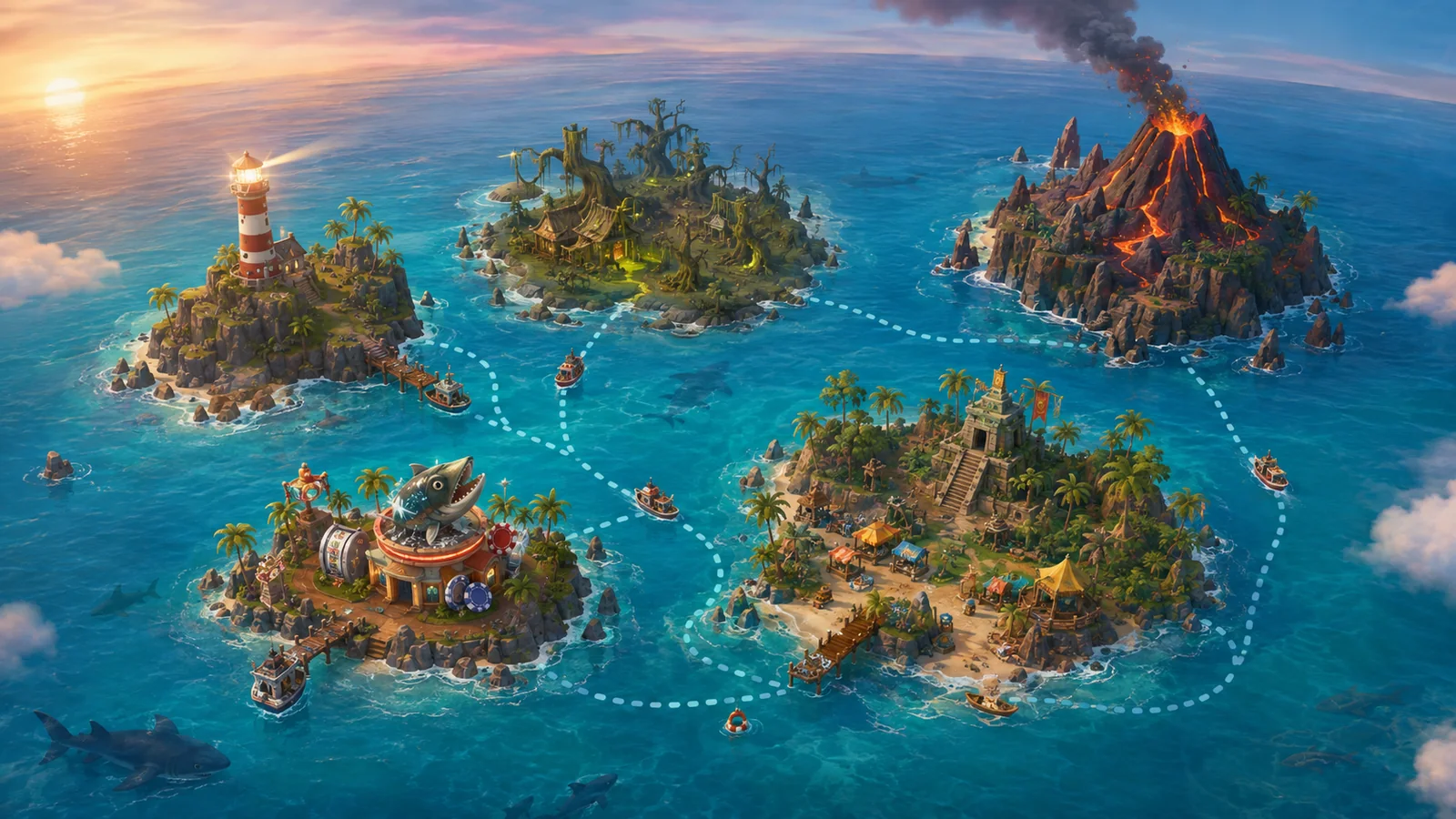 Stylized schematic islands for the How to Fish atlas